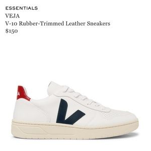 VEJA V-10 Rubber-Trimmed Leather Sneakers Mens